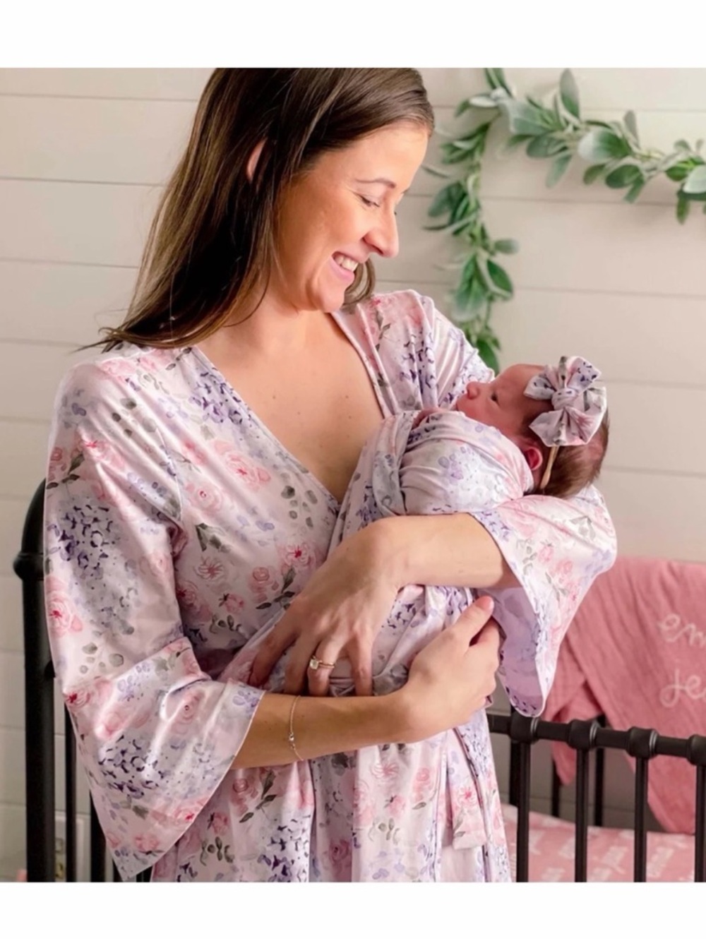 Caden Lane Henlee's Hydrangea Knit Maternity Robe Delivery